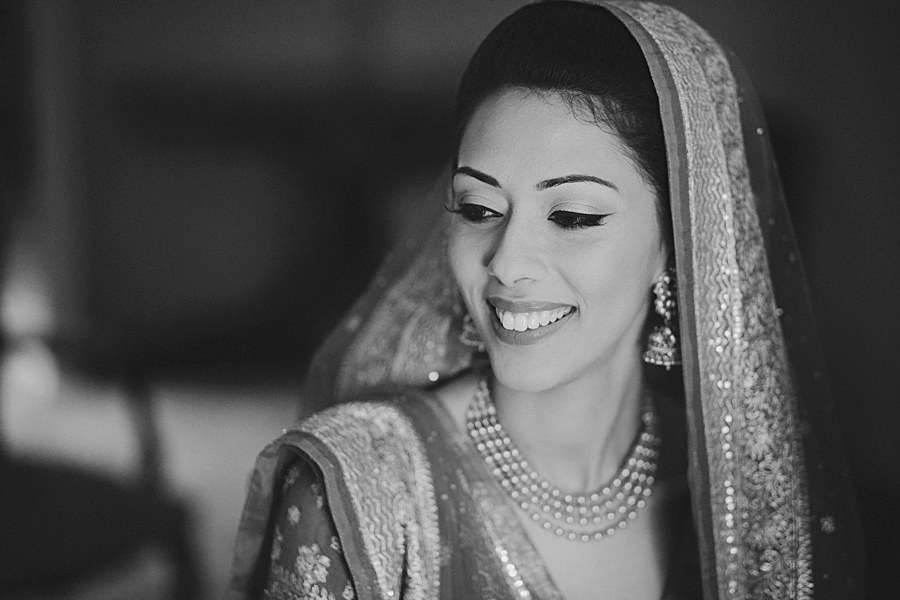 BW portrait of Indian Bride